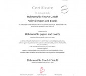 Hahnemuhle certifikat HM certifikat ist